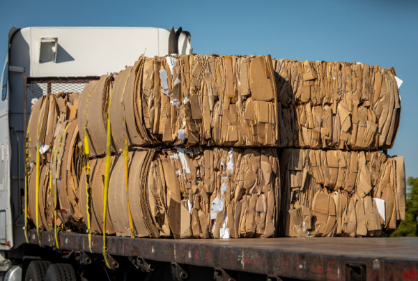 Bales of cardboard on Truck